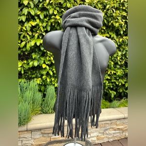 Lucky Brand Dark Grey Fringe Scarf